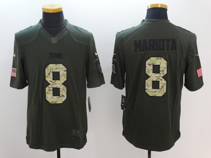 Men's Tennessee Titans Marcus Mariota #8 Army Green Jersey